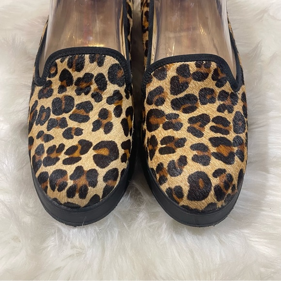 Ukies Alexa Leopard Calf Hair Wedged Platform Loafers - Picture 5 of 8